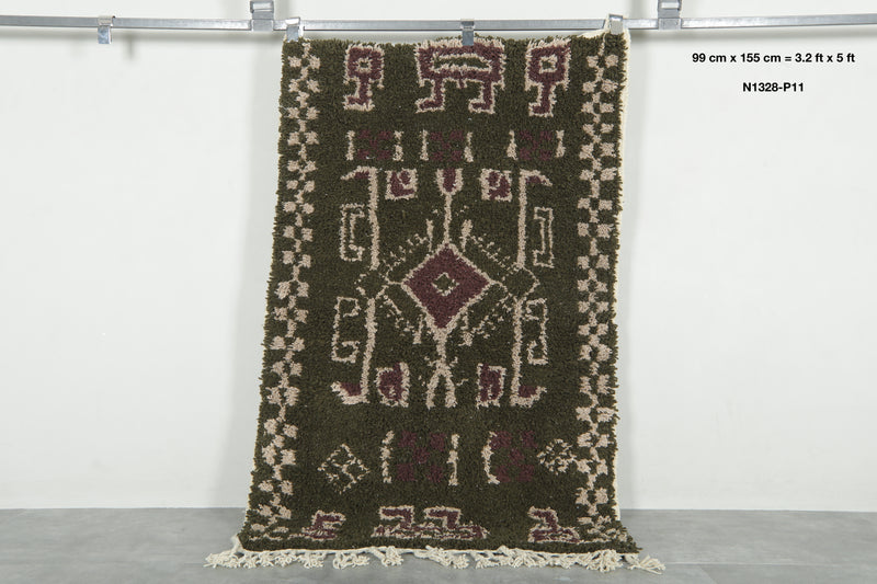Handmade Moroccan geometric wool rug - 3.2 ft x 5 ft