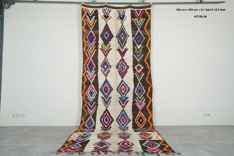 Colorful vintage rug 5.1 x 12.5 feet - 