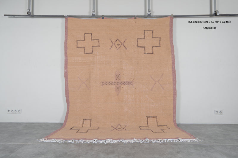 Moroccan Flatweave Wool Rug - 7.3 x 9.3 feet Minimal Tribal Kilim Carpet - Flat woven rugs