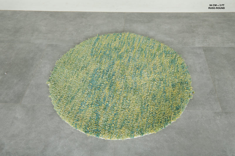 Round Moroccan Rug - 3 ft Handwoven Berber Carpet
