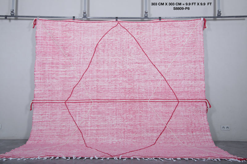 Square Moroccan Rug - 9.9 X 9.9 Feet | Vibrant Pink Geometric Design