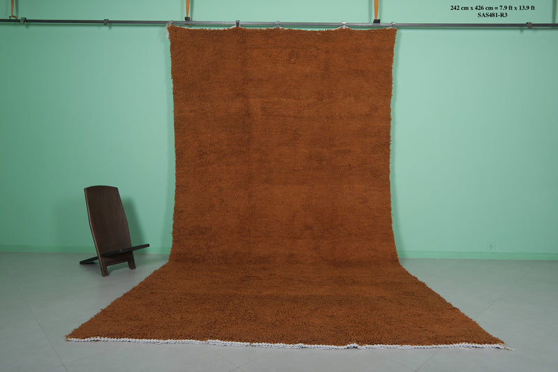 Orange Moroccan rug - 7.9 x 13.9 ft | Handwoven vibrant statement - Beni ourain rugs