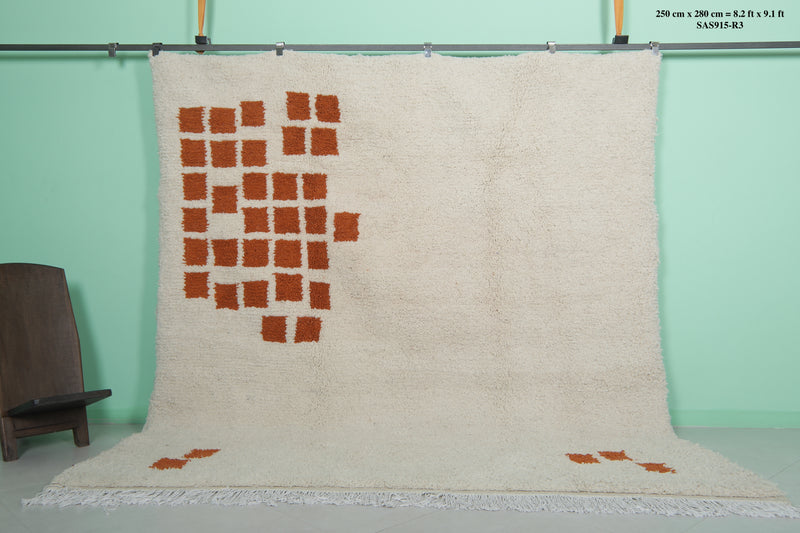 Beni ourain Moroccan rug - 8.2 x 9.1 ft | Handwoven minimalist design