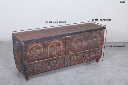 Vintage Moroccan chest  H 22.4 inches x W 60.2 inches x D 13.7 inches