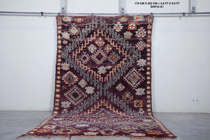 Moroccan Handmade Rug 5.8 x 9.9 Feet – Vintage Wool Berber Carpet - area rugs