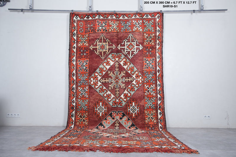 Moroccan Vintage Rug 6.7 x 12.7 Feet – Large Handwoven Berber Carpet - area rugs