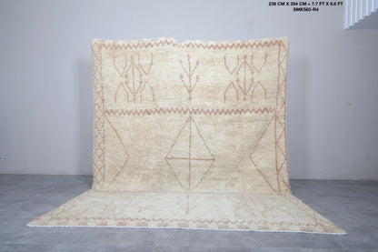 Beni ourain Moroccan rug Cream 7.7 X 9.6 Feet
