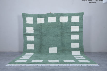 Moroccan rug green 8.2 X 10.1 Feet