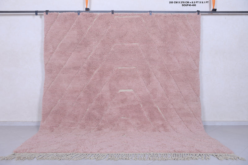 Moroccan berber rug - 8.3 x 9.1 Feet | Soft pink wool carpet