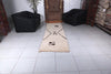 Cream Moroccan runner rug with brown geometric motif - Custom size