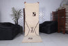 Cream Moroccan runner rug with brown geometric motif - Custom size