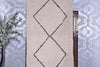 Custom beni ourain runner rug - Cream wool with black diamond pattern