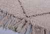 Custom beni ourain runner rug - Cream wool with burgundy diamond