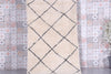 Beni ourain runner rug - Custom cream wool with black diamond lines