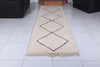 Custom beni ourain runner rug - Cream wool with black diamond pattern