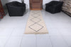 Custom beni ourain runner rug - Cream wool with black diamond pattern