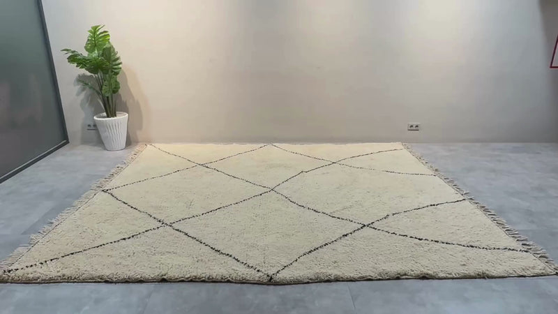 White handmade beni ourain Moroccan rug - Custom rug