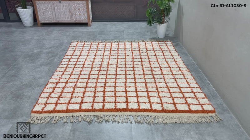 Checkered handmade Moroccan rug - Custom rug