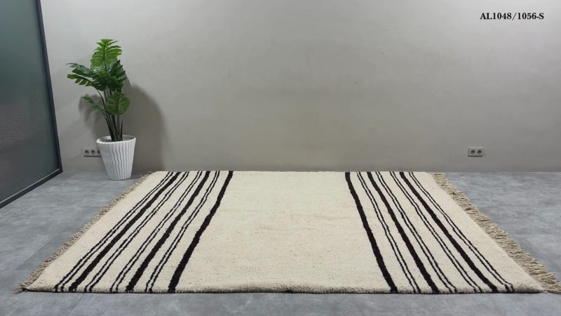 White handwoven Moroccan wool rug - Custom rug