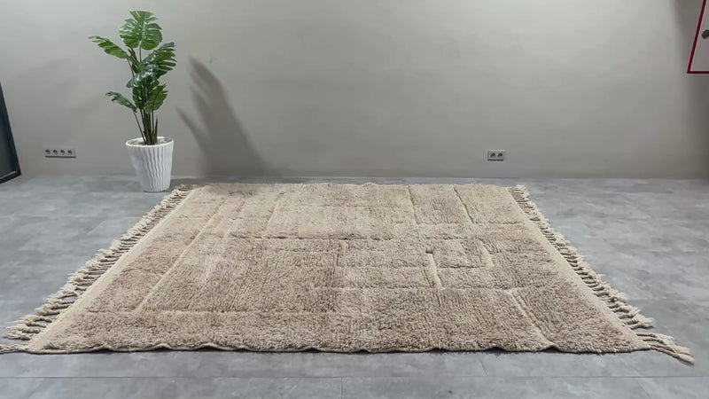 Handwoven Moroccan grey rug - Custom wool rug