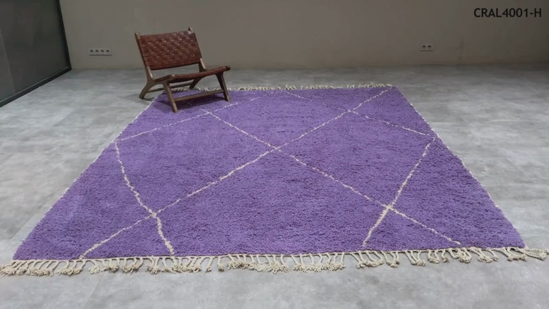 Purple Moroccan beni ourain wool rug - Custom size