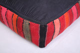 Ottoman Moroccan flatwoven red rug pouf