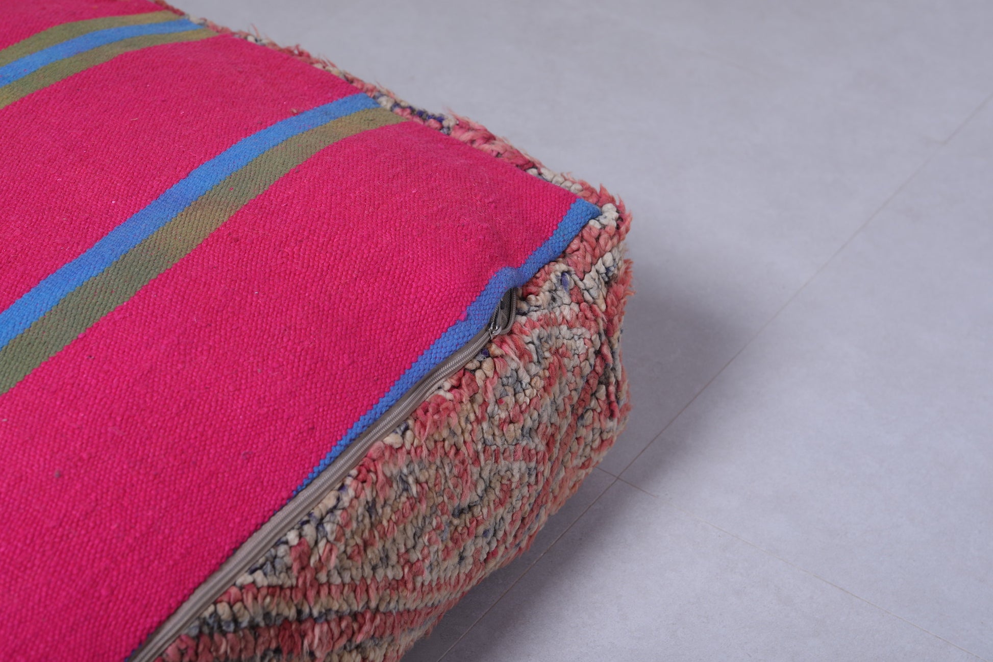 Moroccan berber handmade vintage rug pouf