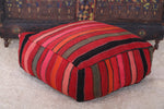 Ottoman Moroccan flatwoven red rug pouf