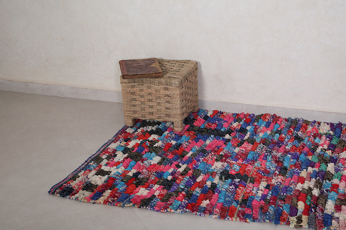 Colorful Moroccan runner rug 3.5 X 6.8 Feet