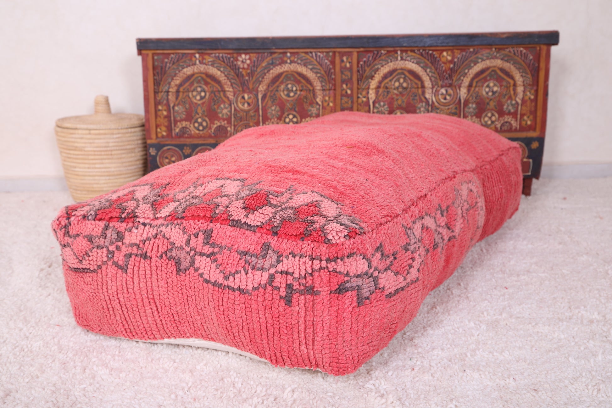 Long Moroccan handmade Ottoman Cushion in red