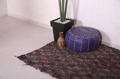 Dark Handwoven Boucherouite rug 3.8 X 7 Feet