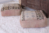Two moroccan handmade azilal old rug pouf