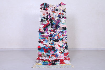 Vintage Moroccan Handmade Boucherouite Rug – 2 x 5.5 Feet - Boucherouite rug