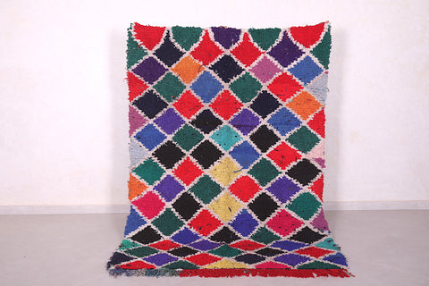 Colorful Moroccan Boucherouite rug 6.5 X 5 Feet