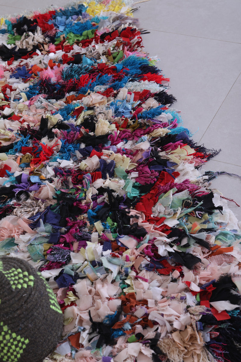 Vintage Moroccan Handmade Boucherouite Rug – 2 x 5.5 Feet - Boucherouite rug