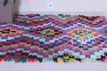 Handwoven boucherouite rug 4 X 5.2 Feet