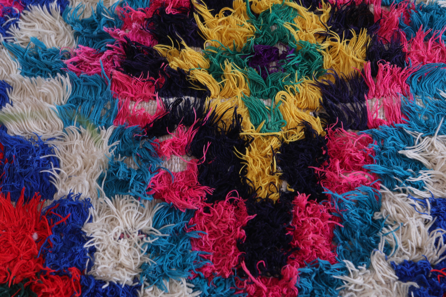 Handwoven boucherouite rug 4 X 5.2 Feet