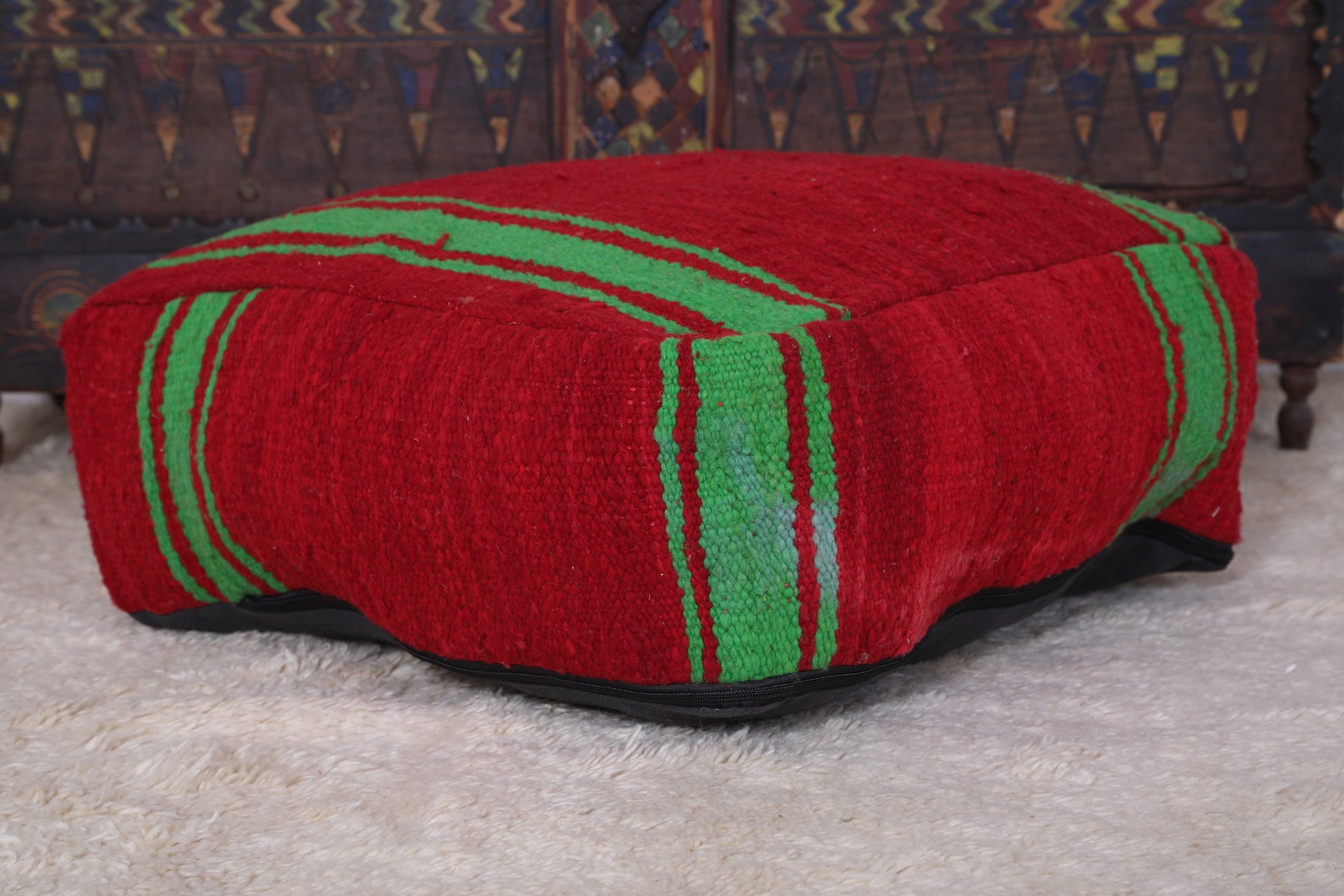 Moroccan Berber Floor Cushion woven rug pouf
