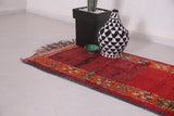 Long Handmade Moroccan Rug Red 3 X 7.2 Feet