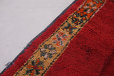 Long Handmade Moroccan Rug Red 3 X 7.2 Feet