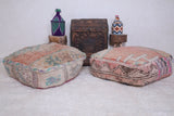Two berber old azilal moroccan rug pouf