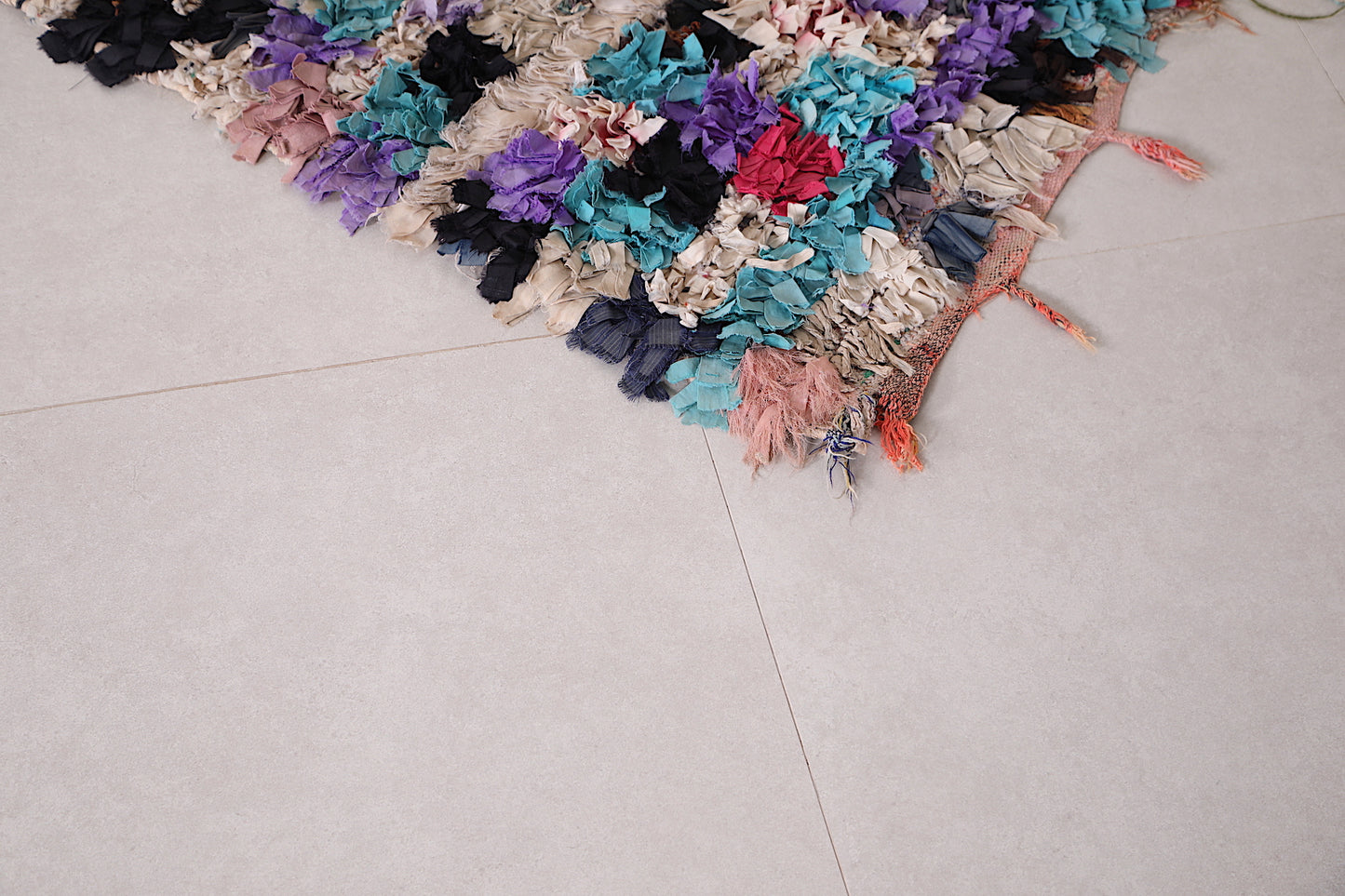 Violet Moroccan Boucherouite rug 3.5 FT X 6.6 FT