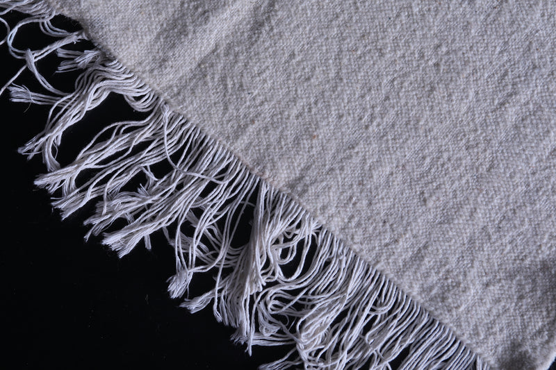 Handwoven White Berber Kilim Rug 2.6 x 9.7 FT - Minimalist Elegance - moroccan rug