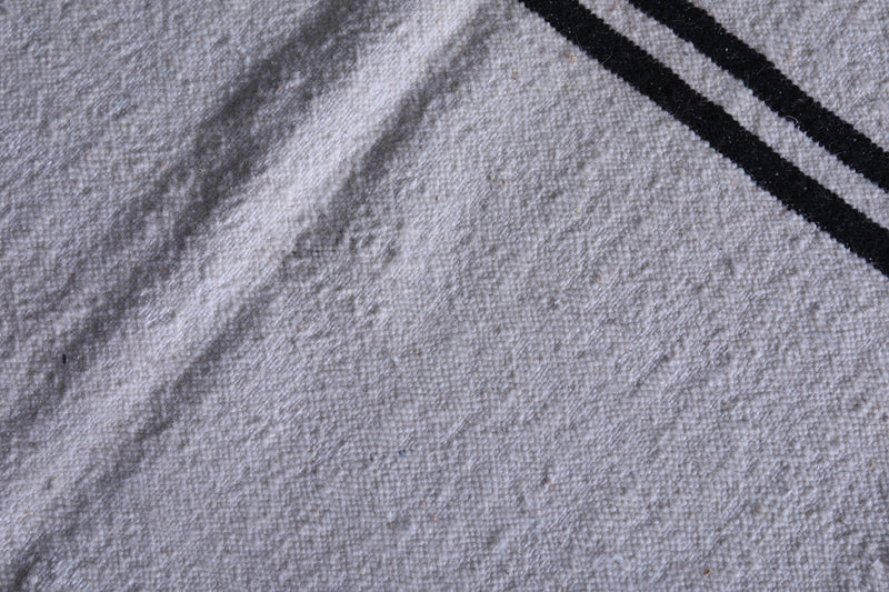 Handwoven White Berber Kilim Rug 2.6 x 9.7 FT - Minimalist Elegance - moroccan rug