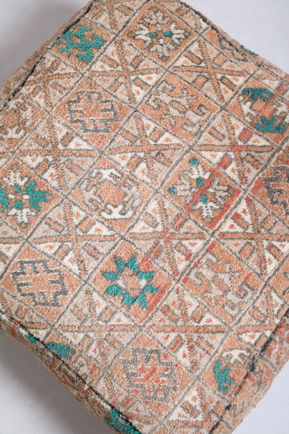 Two Moroccan berber handmade brown rug pouf