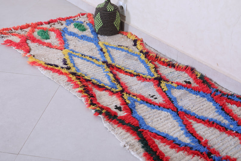 Moroccan Runner Rug - 2.2 x 6.6 Feet Handmade Wool - moroccan rug