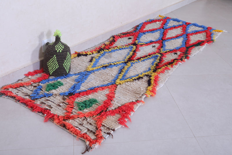 Moroccan Runner Rug - 2.2 x 6.6 Feet Handmade Wool - moroccan rug