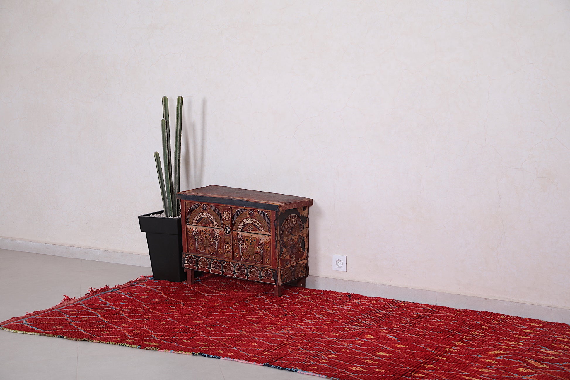 Red Vintage Moroccan Runner Rug 4 X 10.2 Feet
