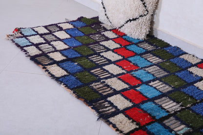 Vintage checkered rug 2.9 X 6.1 Feet