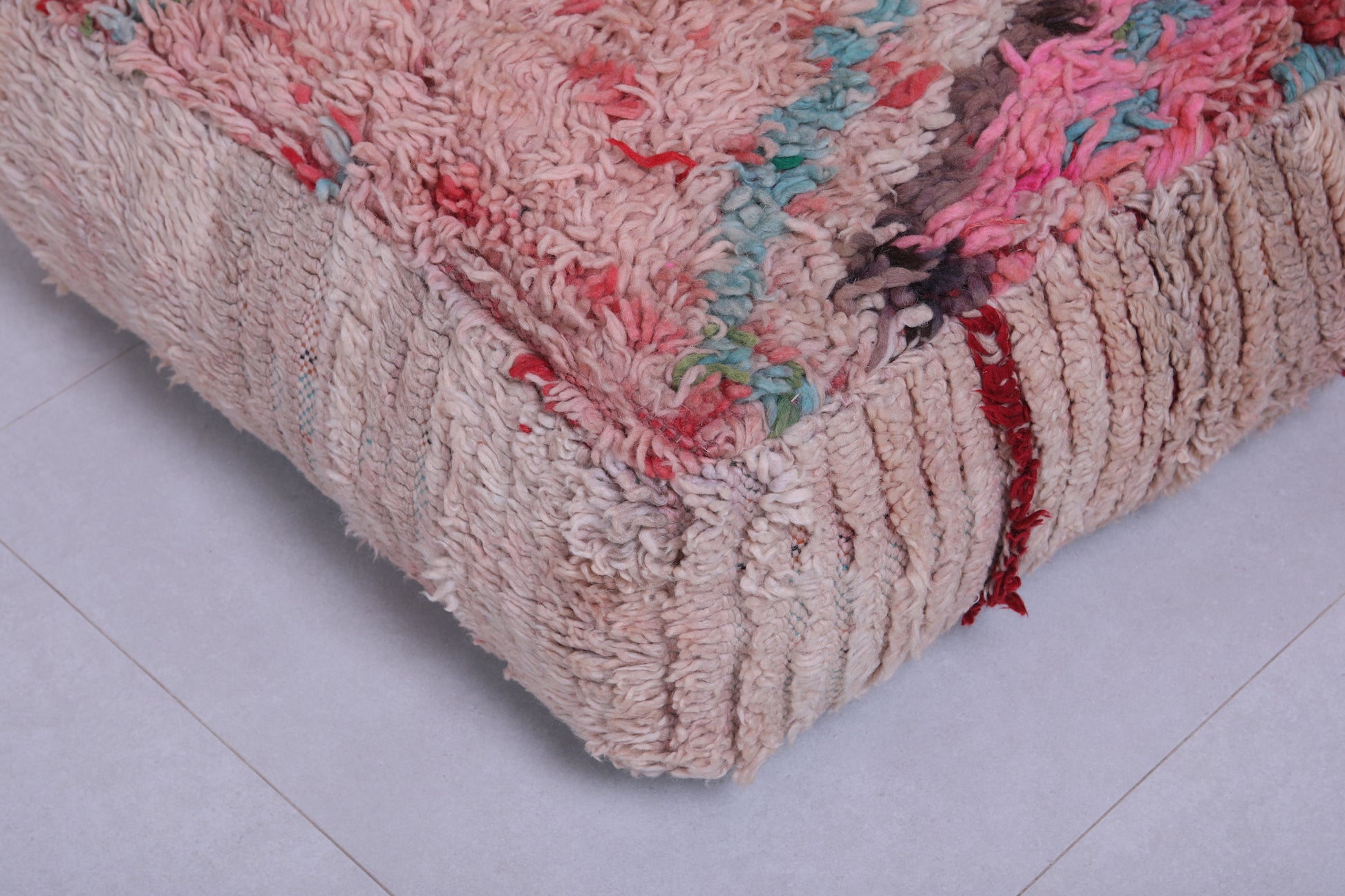 Moroccan handmade berber rug ottoman pouf